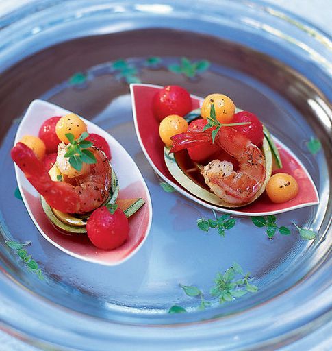 Watermelon with prawns