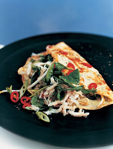 Omelet with crab and chilli