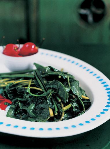 Green stew (garnish)