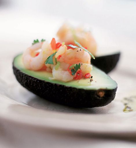 Avocado with spicy shrimp
