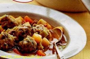 Lamb soup with vegetables and dumplings