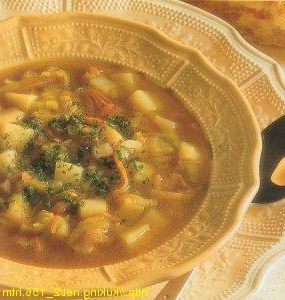 Potato soup with onions and carrots