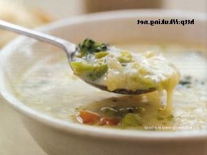 Vegetable soup with Gruyere cheese