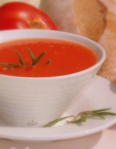 Autumn soup with fresh tomatoes