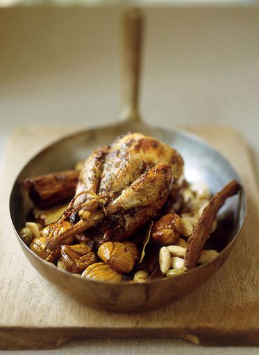 Quail with chestnuts and Iranian pilaf