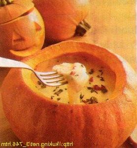 Cheese fondue in a pumpkin
