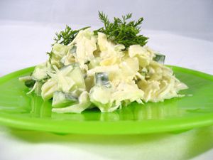 Salad of cabbage and cucumbers