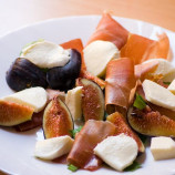 Appetizer of figs with mozzarella
