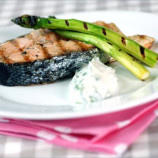 Grilled Norwegian salmon with asparagus