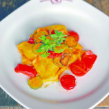 Tortelli with potatoes, spinach and mascarpone on Gianluca Kaneski and Ornella Passavant