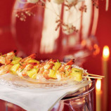 Skewers of shrimp and pineapple