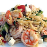 Salad with orzo and shrimp in the Greek style Salad with orzo and shrimp in the Greek style