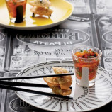 Fried ravioli with a sauce of roasted peppers Fried ravioli with a sauce of roasted peppers