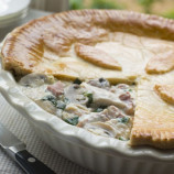 Closed pie with veal and porcini mushrooms