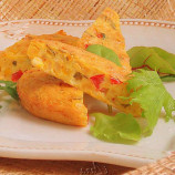 Baked with cheese and corn Baked with cheese and corn