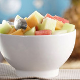 Salad of watermelon, cucumber and pear with curd cheese Salad of watermelon, cucumber and pear with curd cheese