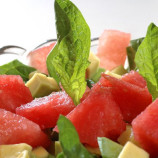 Salad with watermelon, avocado and spinach Salad with watermelon, avocado and spinach