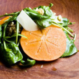 Salad of spinach and persimmon Salad of spinach and persimmon