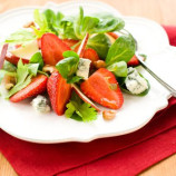 Summer strawberry salad with cheese and nuts Summer strawberry salad with cheese and nuts