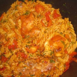 Pasta with chicken in tomato sauce Pasta with chicken in tomato sauce