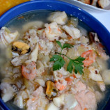 Ear soup with fish and seafood