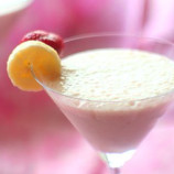 Creamy cocktail with raspberry syrup