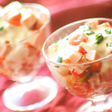 Salad with salami, cheese and tomatoes Salad with salami, cheese and tomatoes