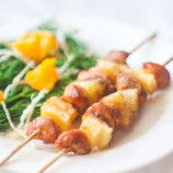 Home skewers with chicken and pineapple