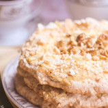 Walnut cake — meringue with custard