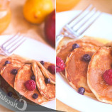 Oat pancakes with mandarin confit and berries