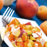 Salad with peaches, ham and peppers Salad with peaches, ham and peppers