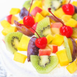 Angelic cake with fruit and a creamy cream Angelic cake with fruit and a creamy cream