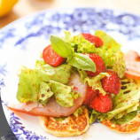 Salad with strawberries, cheese and basil on Jamie Oliver