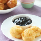 Donuts choux pastry with berry jam