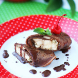Chocolate pancakes with bananas and nuts Chocolate pancakes with bananas and nuts