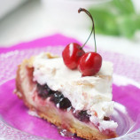 Cherry pie with custard and meringue