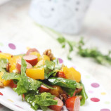 Light salad with walnuts and peaches