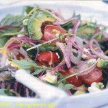 Salad with avocado, red onion and feta Salad with avocado, red onion and feta