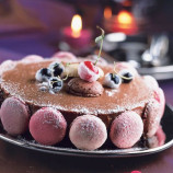 Bavarian cake jelly of two kinds of chocolate with candied fruit Bavarian cake jelly of two kinds of chocolate with candied fruit