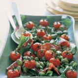 Bean salad with roasted tomato and salami Bean salad with roasted tomato and salami