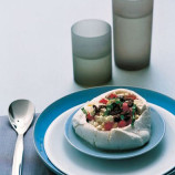 Mozzarella tartare with olives and tomato jelly Mozzarella tartare with olives and tomato jelly