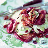Salad of red chicory, gorgonzola, fennel and walnuts in caramel Salad of red chicory, gorgonzola, fennel and walnuts in caramel