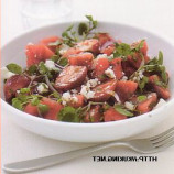 Watermelon salad with feta cheese and strawberries Watermelon salad with feta cheese and strawberries
